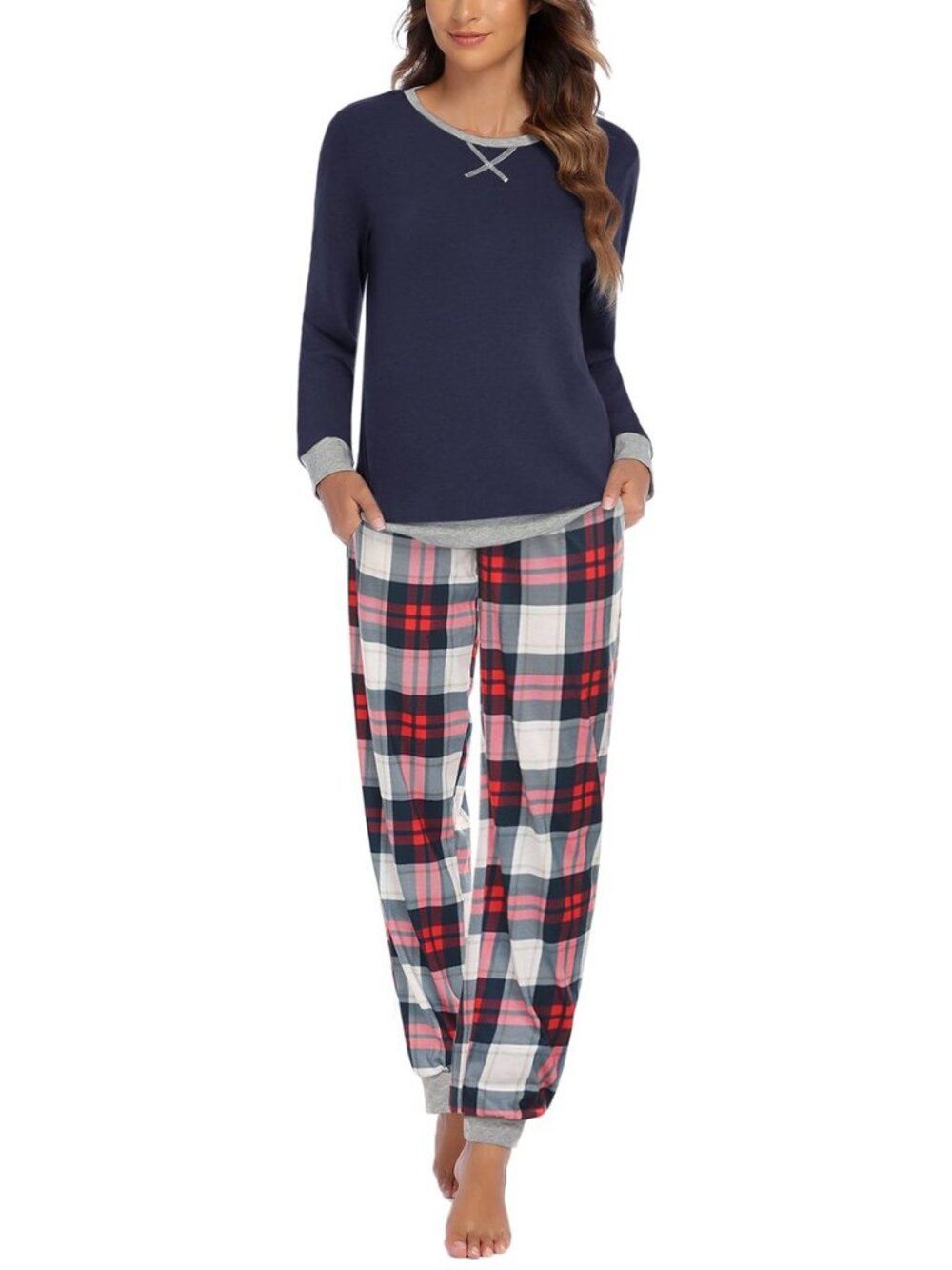 Pajamas for Women Comfy Long Sleeve Jogger Set Lounge Pjs Set